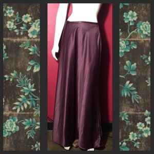 RESERVED - Long & elegant purple satin skirt, size XL.